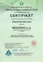 Certifikát ČSN EN ISO 9001:2016